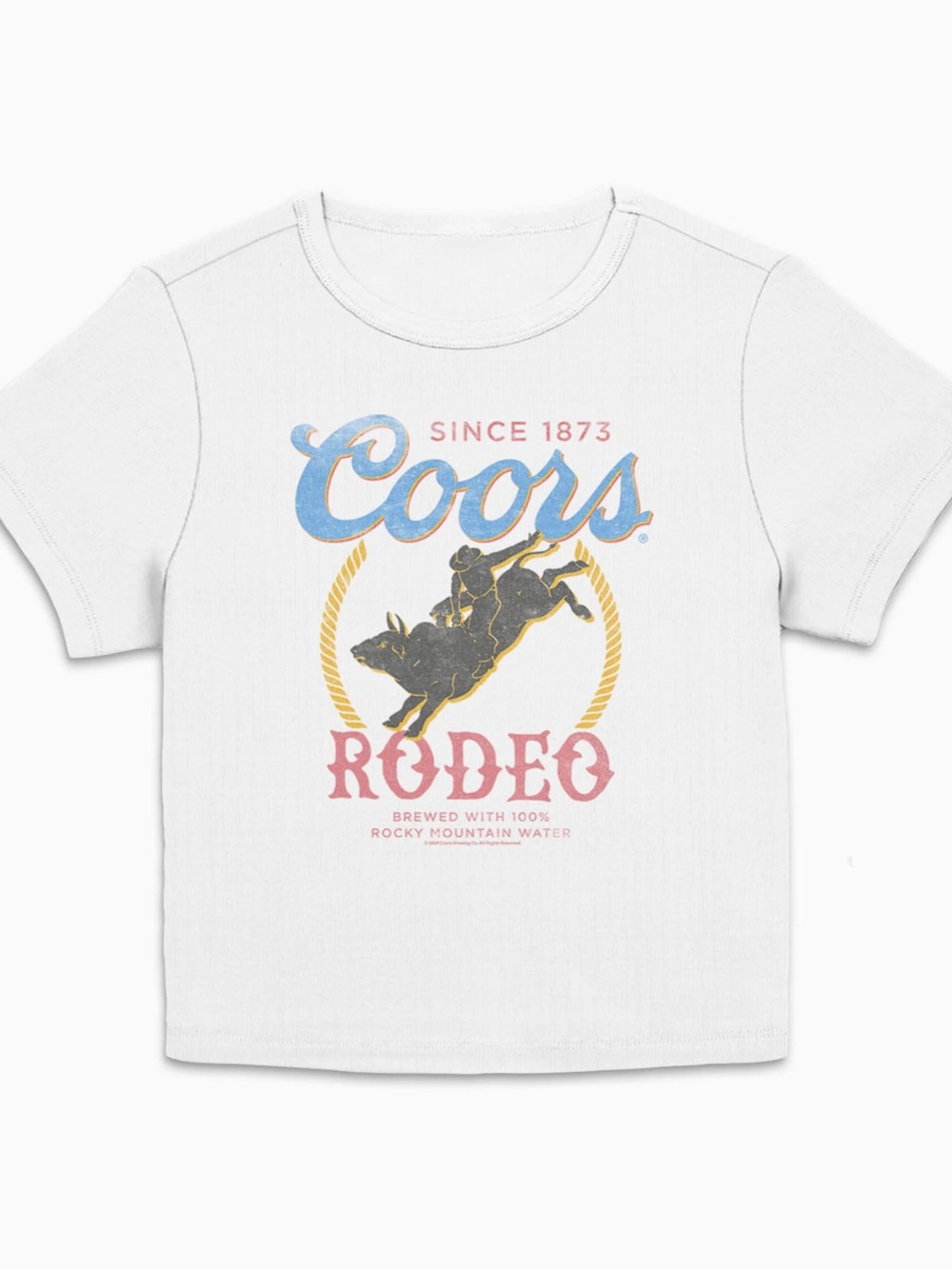PacSun White Coors Rodeo Graphic Tee- cropped Medium